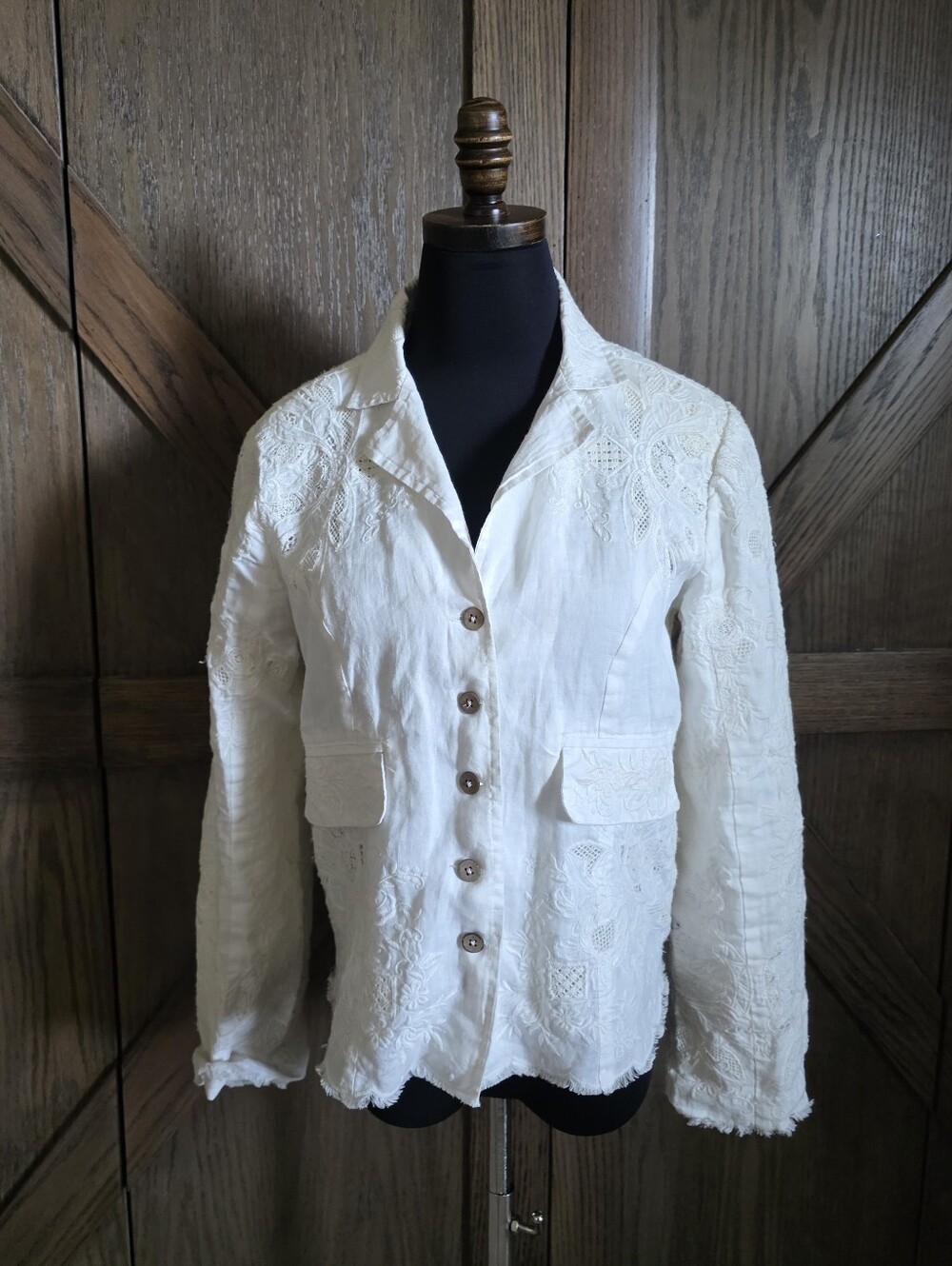 Sundance Lace Embroidered Button-Front Blazer